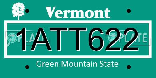 1ATT622 Vermont License Plate