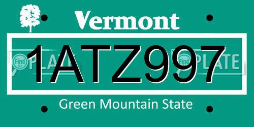 1ATZ997 Vermont License Plate