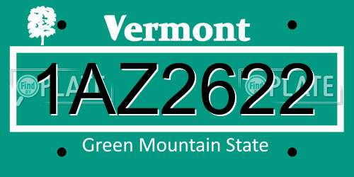 1AZ2622 Vermont License Plate