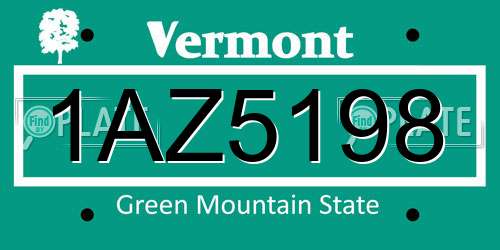 1AZ5198 Vermont License Plate