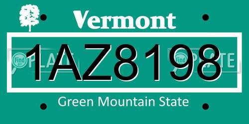 1AZ8198 Vermont License Plate