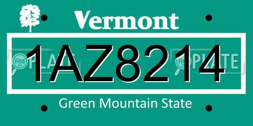 1AZ8214 Vermont License Plate