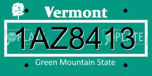 1AZ8413 Vermont License Plate