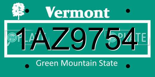 1AZ9754 Vermont License Plate