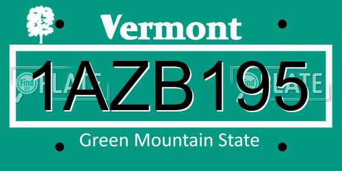 1AZB195 Vermont License Plate