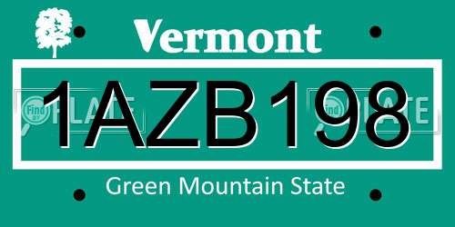1AZB198 Vermont License Plate
