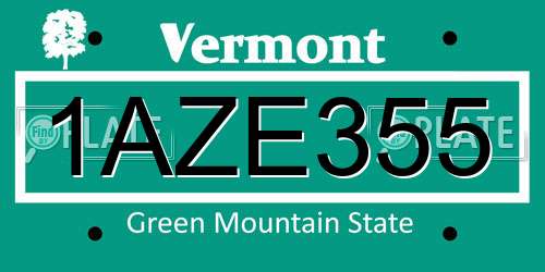 1AZE355 Vermont License Plate