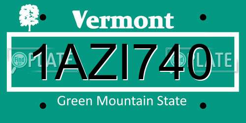 1AZI740 Vermont License Plate