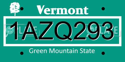 1AZQ293 Vermont License Plate