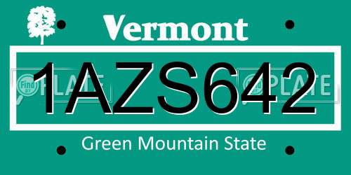 1AZS642 Vermont License Plate