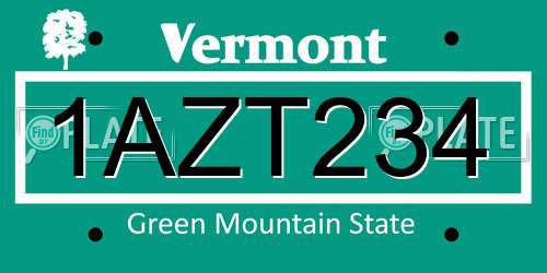 1AZT234 Vermont License Plate