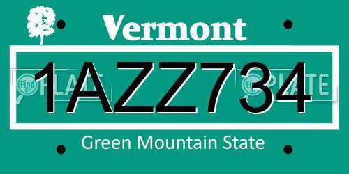 1AZZ734 Vermont License Plate