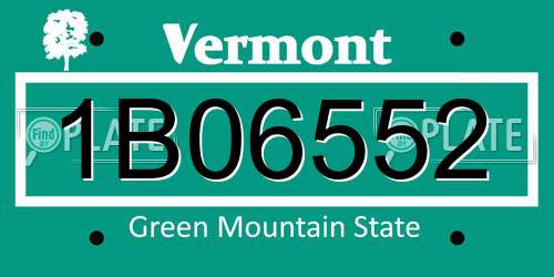 1B06552 Vermont License Plate