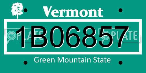 1B06857 Vermont License Plate