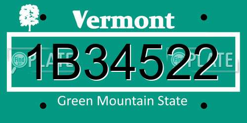 1B34522 Vermont License Plate