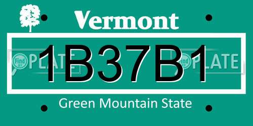 1B37B1 Vermont License Plate