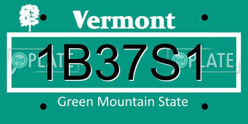 1B37S1 Vermont License Plate