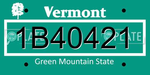 1B40421 Vermont License Plate