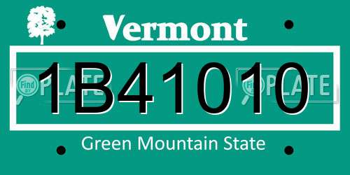 1B41010 Vermont License Plate