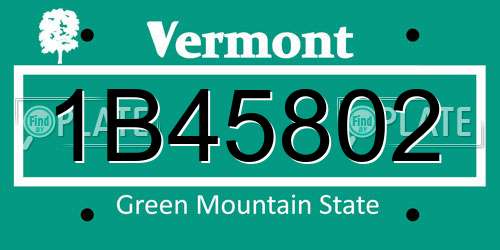 1B45802 Vermont License Plate