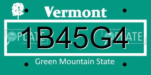 1B45G4 Vermont License Plate