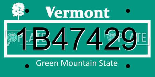 1B47429 Vermont License Plate