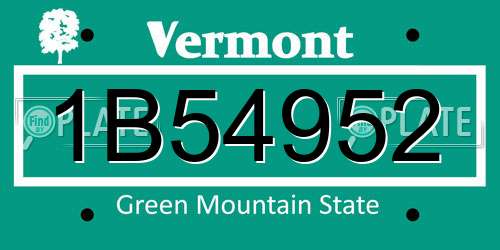 1B54952 Vermont License Plate