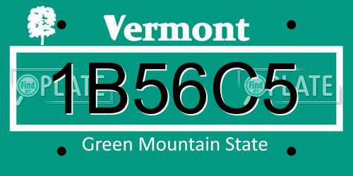 1B56C5 Vermont License Plate