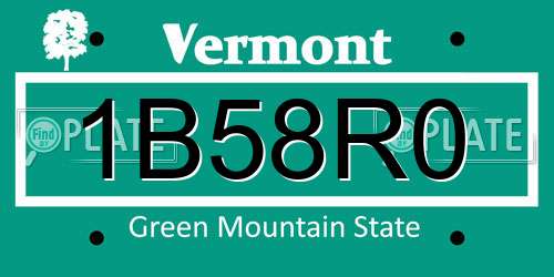 1B58R0 Vermont License Plate