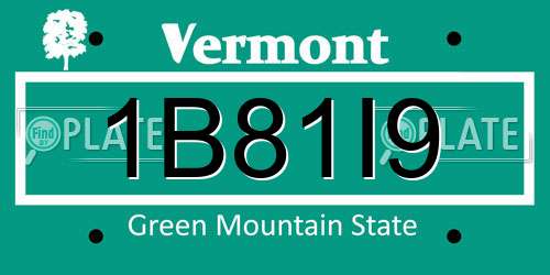 1B81I9 Vermont License Plate