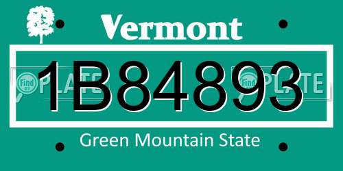 1B84893 Vermont License Plate