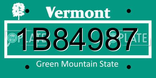 1B84987 Vermont License Plate