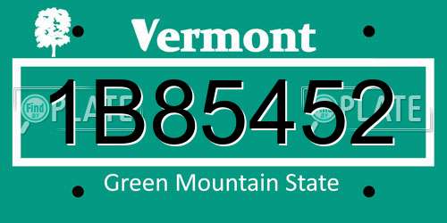 1B85452 Vermont License Plate