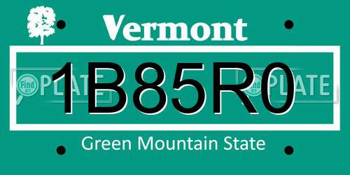 1B85R0 Vermont License Plate