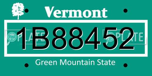 1B88452 Vermont License Plate
