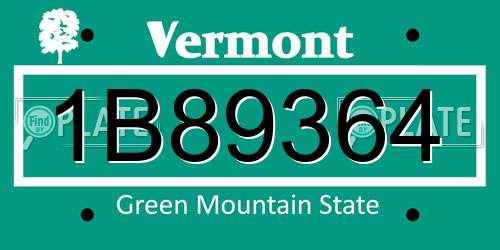 1B89364 Vermont License Plate