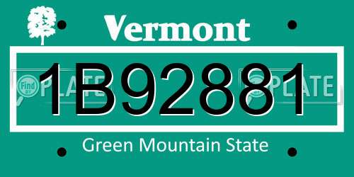1B92881 Vermont License Plate