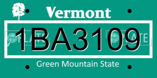 1BA3109 Vermont License Plate