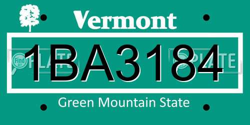 1BA3184 Vermont License Plate