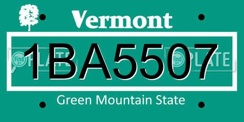 1BA5507 Vermont License Plate