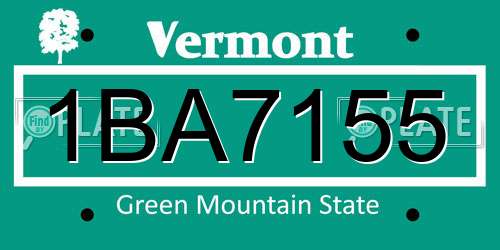 1BA7155 Vermont License Plate
