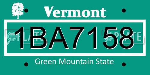 1BA7158 Vermont License Plate
