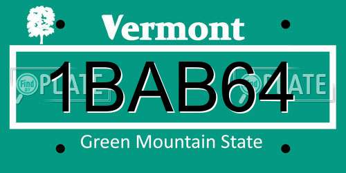 1BAB64 Vermont License Plate