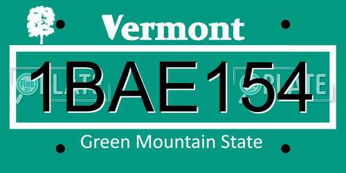 1BAE154 Vermont License Plate