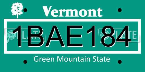 1BAE184 Vermont License Plate