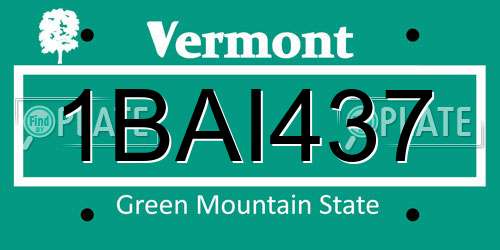 1BAI437 Vermont License Plate