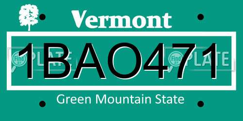 1BAO471 Vermont License Plate