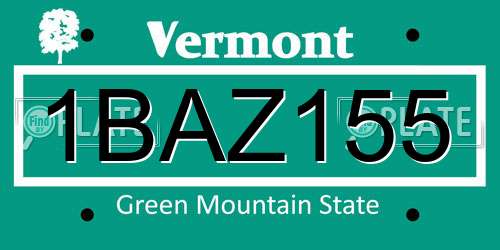 1BAZ155 Vermont License Plate