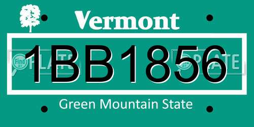 1BB1856 Vermont License Plate