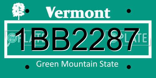 1BB2287 Vermont License Plate